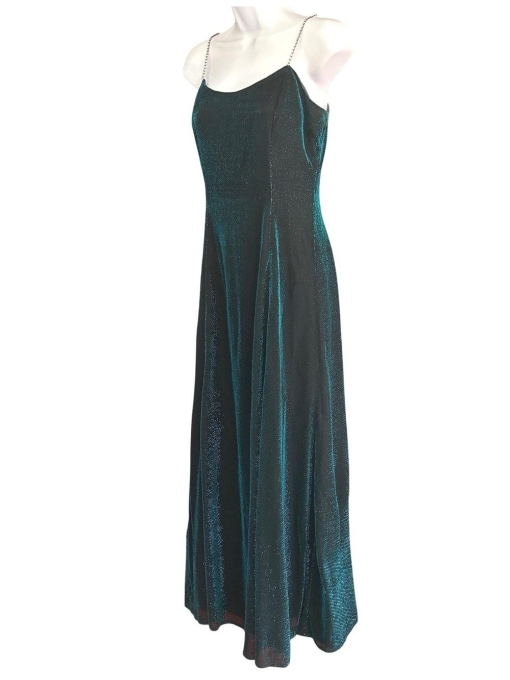 Scott / Jessica McClintock Vintage Metallic & Rhinestone Designer Dress Size 10 - Picture 4 of 12